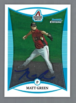 Matt Green AUTOGRAPH Arizona Diamondbacks 2008 Bowman Chrome AUTO Baseball Card - Image 1 of 2