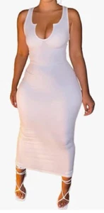 Women's Sexy Long Sleeve V Neck Bodycon Ribbed Maxi Party Club Dress-M - Picture 1 of 2
