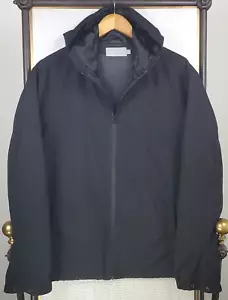 VINCE Mens Size Large Full Zip Hooded Black Jacket Lined Pockets Coat - Picture 1 of 13
