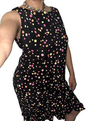 Vestido midi Donna Ricco de colección Y2K para mujer talla 12 sin mangas a lunares con volantes dobladillo EE. UU. Foto 1 de 4