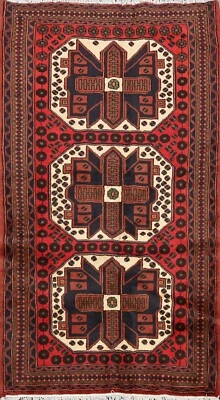 3'x5' Tribal Hamedan Hand-knotted Area Rug Geometric Oriental Traditional Carpet - Image 1 of 4