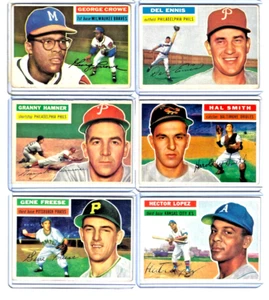 Lot of 6 1956 Topps Baseball Cards #254 220 197 62 46 16 -all in GOOD CONDITION! - Picture 1 of 8