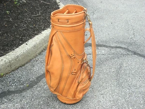 BURTON SOFT LEATHER GOLF BAG TAN VINTAGE - Picture 1 of 21