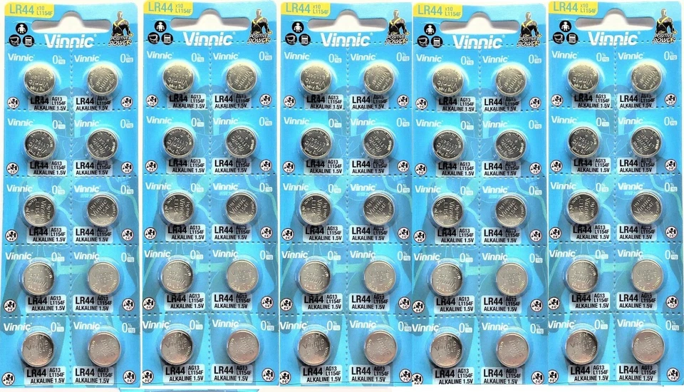 ENVOI AVEC SUIVI Lot de 50 Piles VINNIC AG13 LR44 L1154F ALCALINE 1.5V