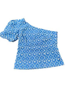$ 138 Neu mit Etikett NEU Lilly Pulitzer blau Grotte Flatter Delilah One-Shoulder-Top mit Ösen - Bild 1 von 14