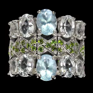 Valentinstag 925 Silberring Oval Himmelblau Topas Aquamarin Edelstein Größe 9 - Bild 1 von 10