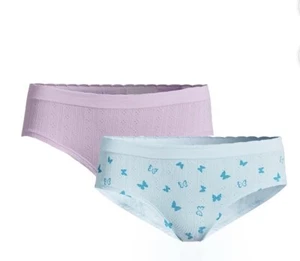 No Boundaries Seamless Pointelle Hipster Panties 2-Pack S (3-5) Blue Lavender - Picture 1 of 5