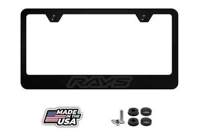 1X Marco de matrícula de metal de calidad premium Volk Racing negro sobre negro Rays Foto 1 de 4