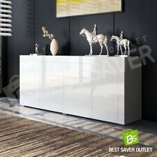Modern High Gloss Sideboard Buffet Cabinet Cupboard Storage 4 Doors White 200cm
