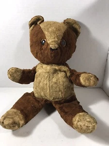 Antiker zweifarbiger brauner Mohairgelenk englischer 15" Teddybär - Bild 1 von 11