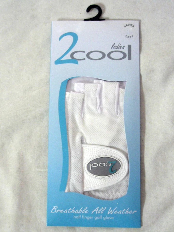 Quality Sports 2 Cool Half Finger Golf Glove (White, LEFT, Ladies) NEW - Image 1 of 1