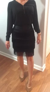 Express Tassle Layered Black Pencil Skirt. GORGEOUS. Size 2 - Picture 1 of 1