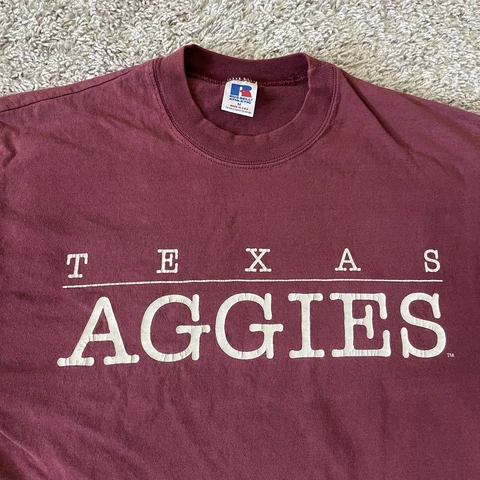 Vintage Texas A&M Aggies University T Shirt Adult Medium Russell Athletic S/S Cover