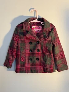 Dollhouse Outerwear Peacoat L Pink Plaid Y2K Retro Preppy Office Lined L 4T Girl - Picture 1 of 7