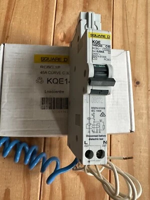 SQUARE D KQE145C03 45A 30Ma Rcbo KQE Loadcentre Type C 30mA 10kA - Image 1 of 4