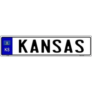 Kansas Metal European 20.5" x 4.5" License Plate Sign for Car Truck Home - Picture 1 of 1