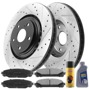 Front Slotted Brake Rotor +Pad For Lexus RX350 RX450H Toyota Highlander Sieana - Picture 1 of 5