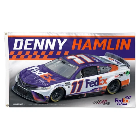 Denny Hamlin 2023 Wincraft #11 Fed Ex Express 3' x 5' Deluxe Flag FREE SHIP Cover