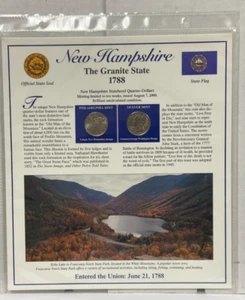 2000 Postal Commemorative Society Statehood Viertel/Briefmarken New Hampshire P & D - Bild 1 von 6