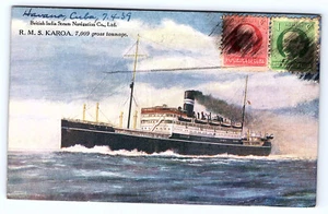 British India Steam Navigation Co Steamer Ship R M S KAROA Postcard D198 - Picture 1 of 2