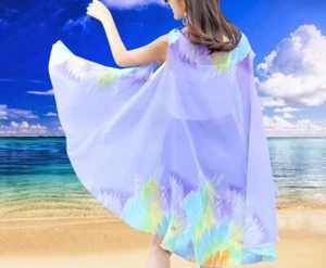 Beach Cover Up Swimwear Kimono Floral Dress | Wear 18 Ways | Purple | One Size - Picture 1 of 12