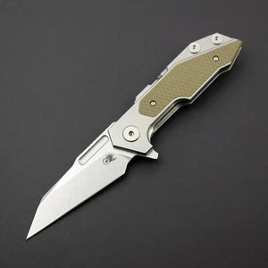 NEW! Hinderer Full Track, Wharncliffe S45VN, Stonewash Titanium, OD Green Inlay - Picture 1 of 10