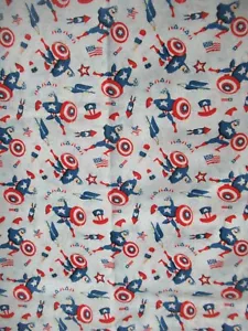 MARVEL FABRIC CAPTAIN AMERICA CAP PATRIOTIC TOSS FLAGS EAGLE STARS 28" X43 - Picture 1 of 6