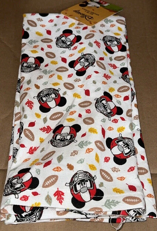 Disney Mickey Mouse 2 Pack Hand Kitchen Towels Fall Autumn Football NEW - Image 1 of 1