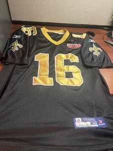 Reebok Lance Moore #16 New Orleans Saints Super Bowl Black Jersey Size 48 Stitch - Picture 1 of 5