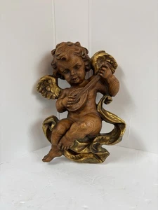 Antique wooden French Italian wooden putty angel cherub wall hanging Decor Large - Picture 1 of 8