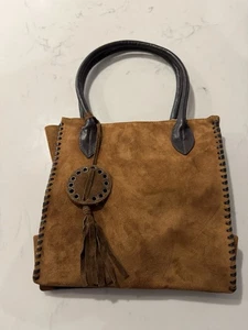 Brown Suede Handbag with Tassels - Picture 1 of 4