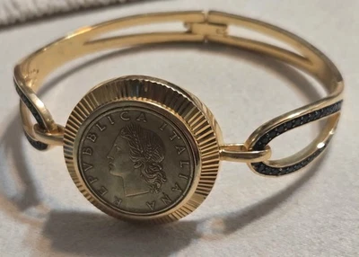 Brazalete de moda HSN Bellezza bronce tono dorado espinela negra 20 liras Foto 1 de 4