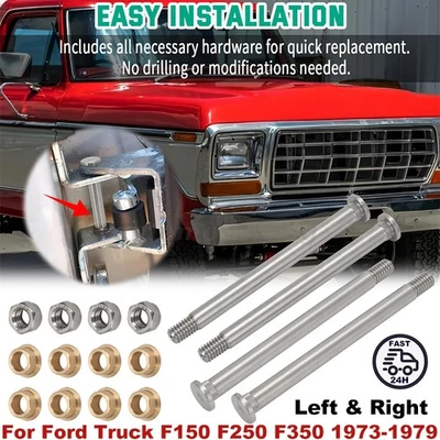 Pair Door Hinge Pin & Bushing Repair Kit  For 1973-1979 Ford Truck F100 - F350 - Imagem 1 de 4
