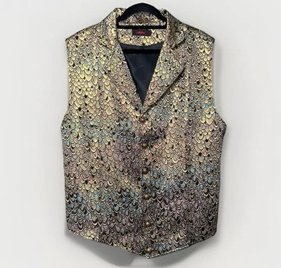 Vatpave XXL Vest Iridescent Scale Button Point Gold Black Steampunk Victorian - Image 1 of 4