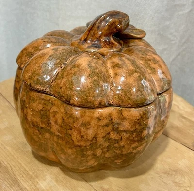 Tarro de galletas de calabaza plato de caramelo plato de cerámica esmaltada decoración de otoño Foto 1 de 4