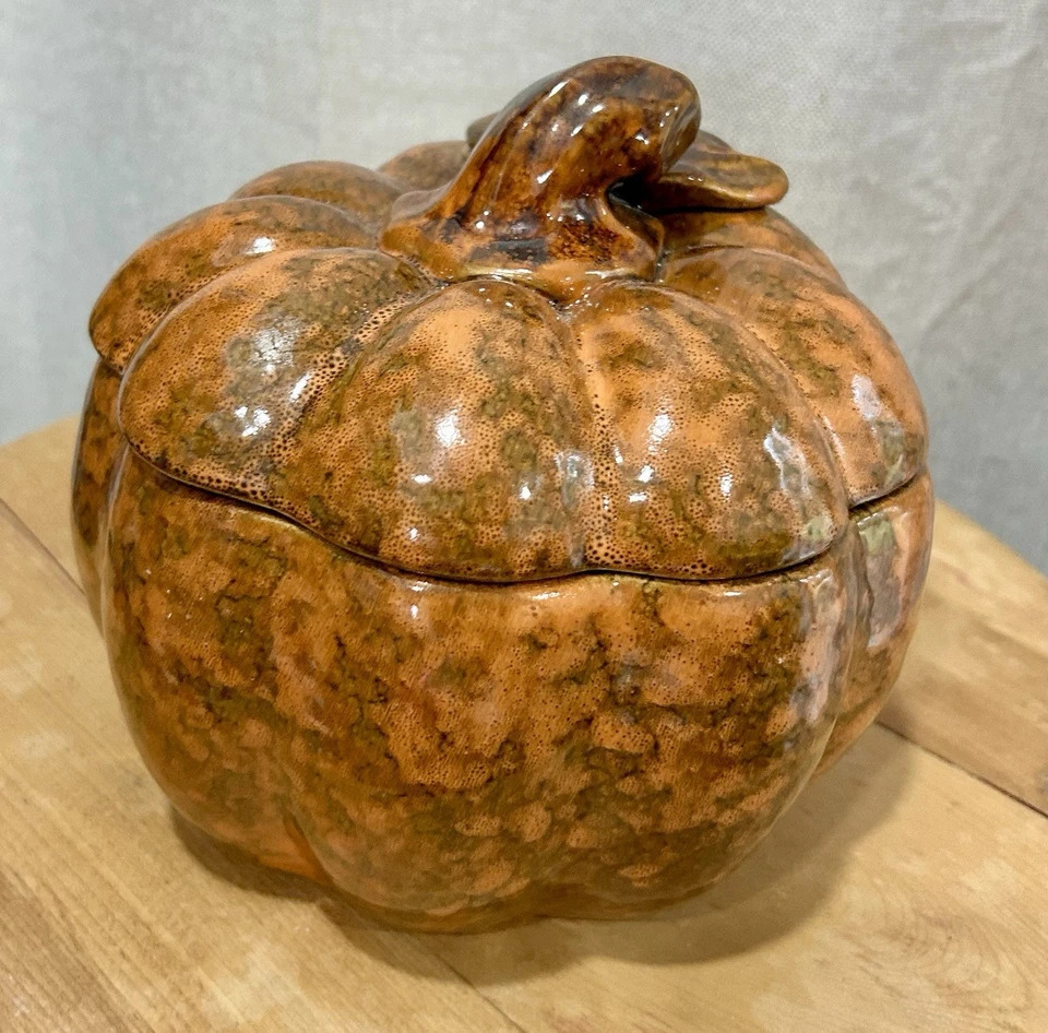 Tarro de galletas de calabaza plato de caramelo plato de cerámica esmaltada decoración de otoño Foto 1 de 4