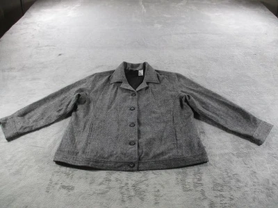 Moda Chaqueta Bug Para Mujer XL Gris Espiga Mezcla Lana Botón Forrado Frontal Foto 1 de 4