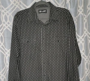 Wrangler Para Hombres Talla XL Negro Perla Snap Western Camisa de Vestir Vaquero Chevron Rayas  - Imagen 1 de 5