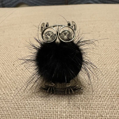 Disfraz ajustable anillo de búho ojos estrás cuerpo piel sintética negro tono plata Foto 1 de 4