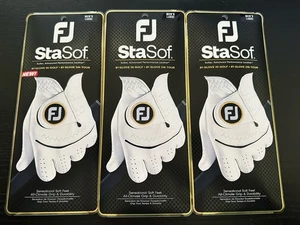 Nuevo Footjoy StaSof Cuero Para Hombre Grande L - Lote de 3 Guantes de Golf Punto Blanco - Imagen 1 de 3