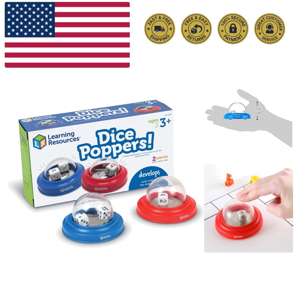 Dice Poppers - 2 Piezas, Edades 3+ Accesorio para Juego de Mesa, Juego de Dados, Dice Popper... Foto 1 de 4