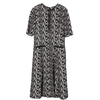 W by Worth Braided Print Leather Trim Midi Cocktail Dress Brown White Size 6 - Image 1 of 4