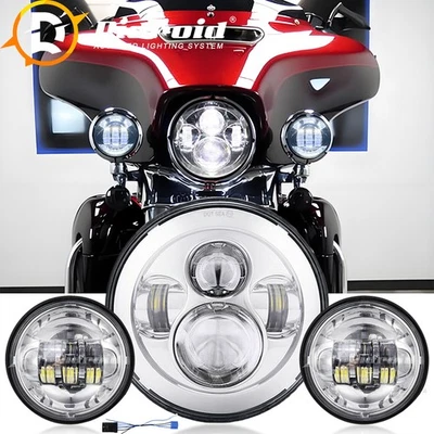7" LED Headlight 4.5" Fog Lights For Harley-Davidson Electra Glide Ultra Classic Foto 1 de 4