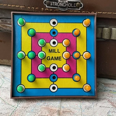 Vintage Travel Game Mill Game Nine Men's Morris Campervan Retro 1960s  - Image 1 of 4