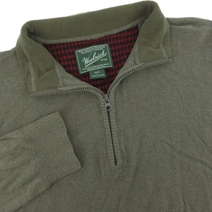 VTG Woolrich Sweater Mens Large Green 1/4 Zip Pullover Wool Blend Outdoor Knit - Picture 1 of 8