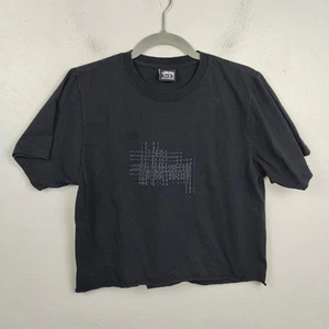 Vintage Stussy Crop Top Size Small Logo Refracted Short Sleeve Y2K 90s - Picture 1 of 8