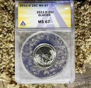 2011 D 25c Anacs MS67 GLACIER NP Washington America the Beautiful Quarter - Picture 1 of 2