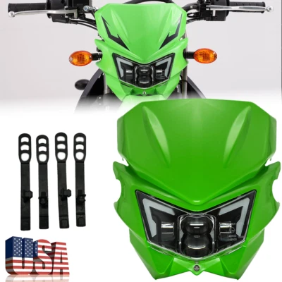 For Kawasaki KLX110 KX125 KX450F KX250F KDX200 Dirt Bike LED Headlight Headlamp - Image 1 of 4