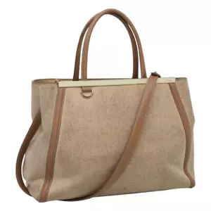 FENDI To joule Hand Bag Canvas 2way Gold Beige Auth hk1977 - Picture 1 of 24