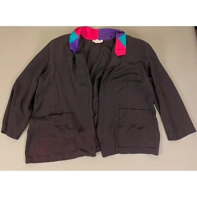 Croft & Barrow Blazer Jacket Color Block Collar Plus 1X *Discoloring Vintage - Image 1 of 4